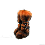 False Hair Wedge Platform Brown Gothic Winter Knee Boot