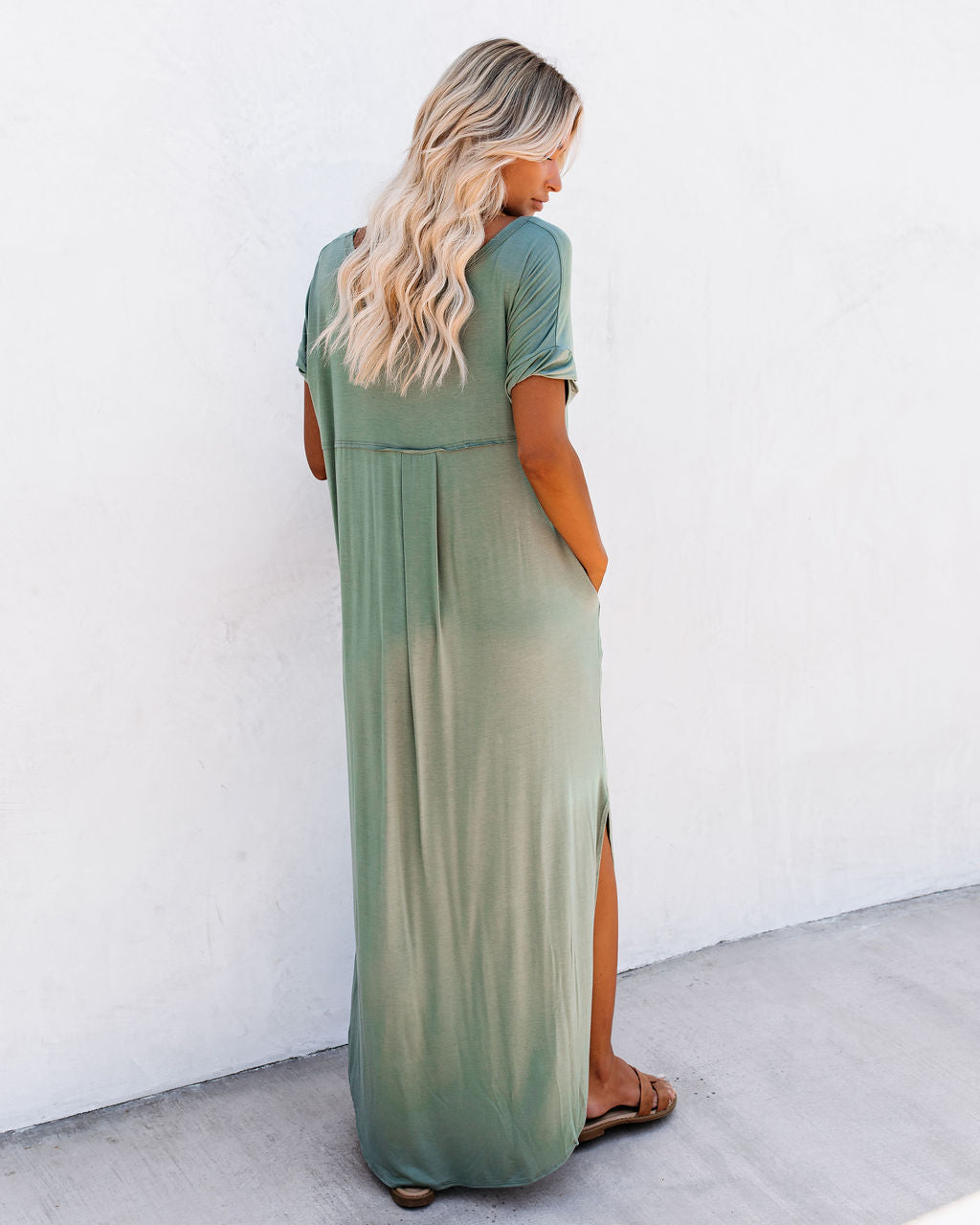 Farmers Market Pocketed Modal Maxi Dress Dark Sage