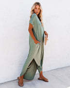Farmers Market Pocketed Modal Maxi Dress Dark Sage