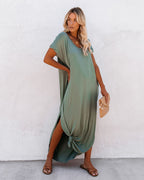 Farmers Market Pocketed Modal Maxi Dress Dark Sage