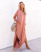 Farmers Market Pocketed Modal Maxi Dress Marsala