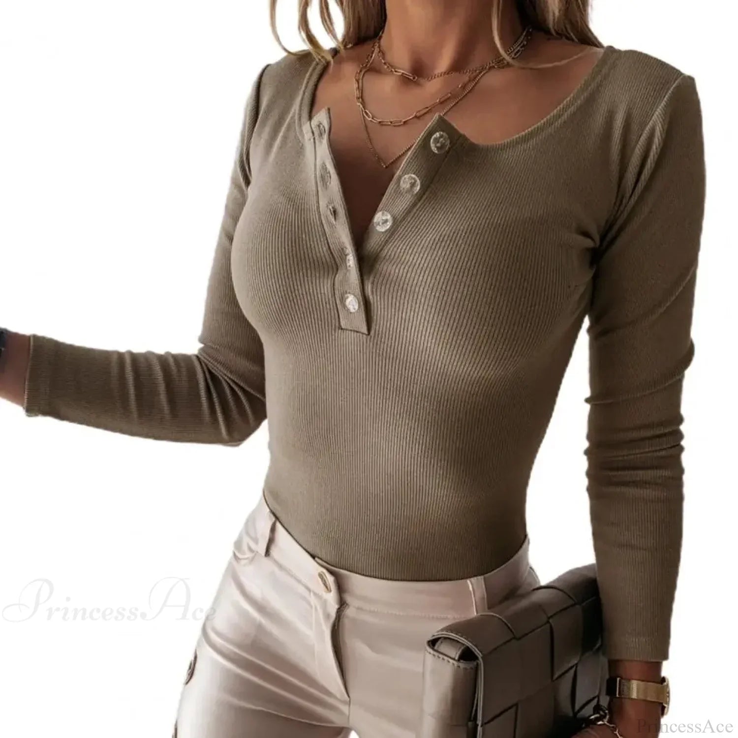 Fashion Crew Neck Solid Slim Fit Knit Top