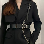 Fashion Dark Leather Waist Belt