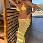 Fashion Gradient Print Bikini Three Piece Swimsuit