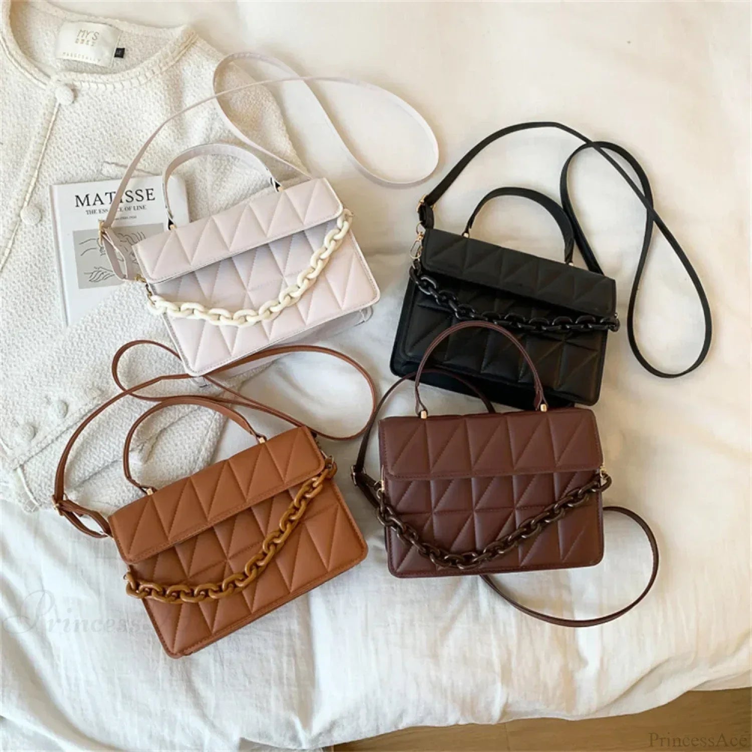 Fashion PU Leather Square Crossbody Handbag