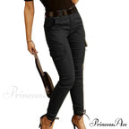 Fashion Solid Color Casual Pocket Button Zipper Slim Trousers