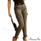 Fashion Solid Color Casual Pocket Button Zipper Slim Trousers