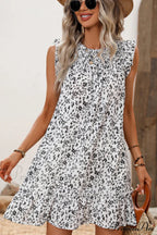 Fashion Solid Color Frill Modern V Neck Casual Dress