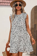 Fashion Solid Color Frill Modern V Neck Casual Dress