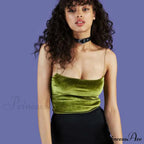 Fashion Spaghetti Straps Velvet Short Crop Sexy Boob Tube Bustier Brief Tank top