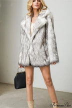Faux Fur Blazer Style Mid Length Coat