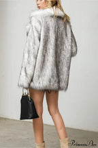 Faux Fur Blazer Style Mid Length Coat