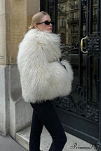 Faux Fur Shearling Short Cardigan Jacket Coat