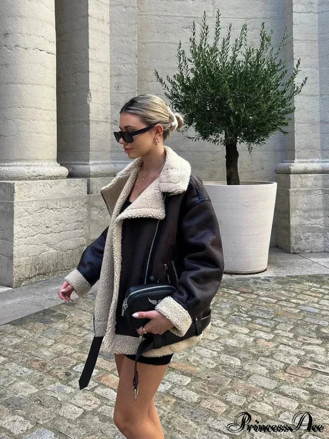 Faux Fur Stylish Double-sided Zipper Jacket