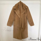 Faux Fur Stylish Long Belted Coat