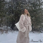 Faux Fur Stylish Long Belted Coat