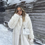 Faux Fur Stylish Long Belted Coat