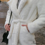 Faux Fur Stylish Long Belted Coat
