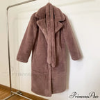 Faux Fur Stylish Long Belted Coat