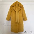 Faux Fur Stylish Long Belted Coat