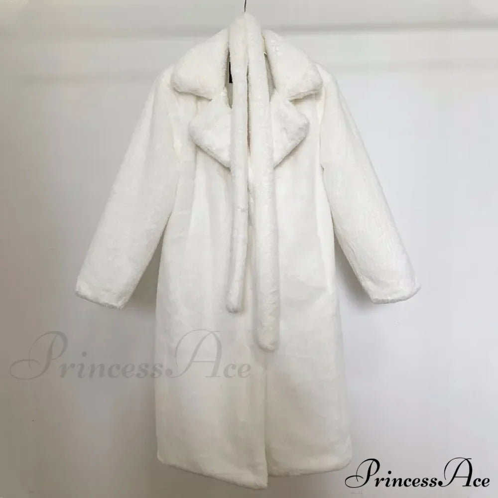 Faux Fur Stylish Long Belted Coat