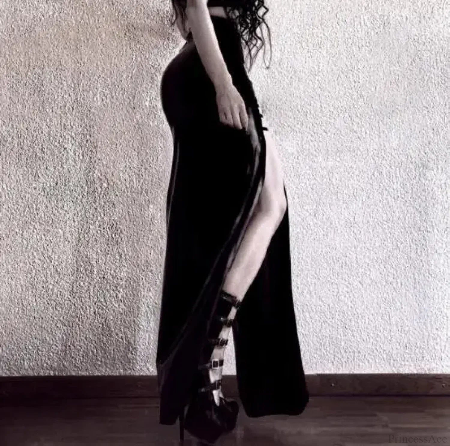 Faux Leather Hollow Out Skirt