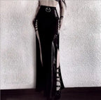 Faux Leather Hollow Out Skirt