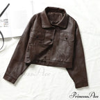 Faux Leather Short Y2k Jacket