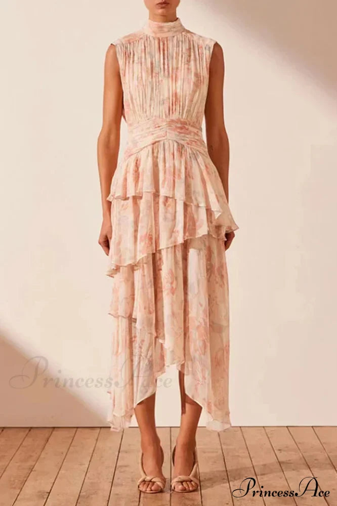 Faye Sleeveless Stylish Ruched Midi Dress