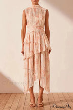 Faye Sleeveless Stylish Ruched Midi Dress