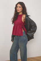 Minimalist Side Tie Solid Tank Top
