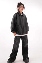 Vintage PU Leather Lapel Jacket