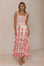 Linen Lace Trim Spaghetti Strap Boho Dress