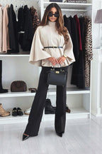 Tailored Wool Blend Belted Cape Coat