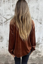 Women's Fashion Gold Velvet Lapel Shirt