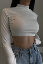 Sexy Y2K Cropped Long Sleeve Crop Top