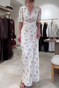 French Lace Floral Fitted Maxi Dress