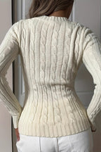 Casual Cable Knit V Neck Sweater