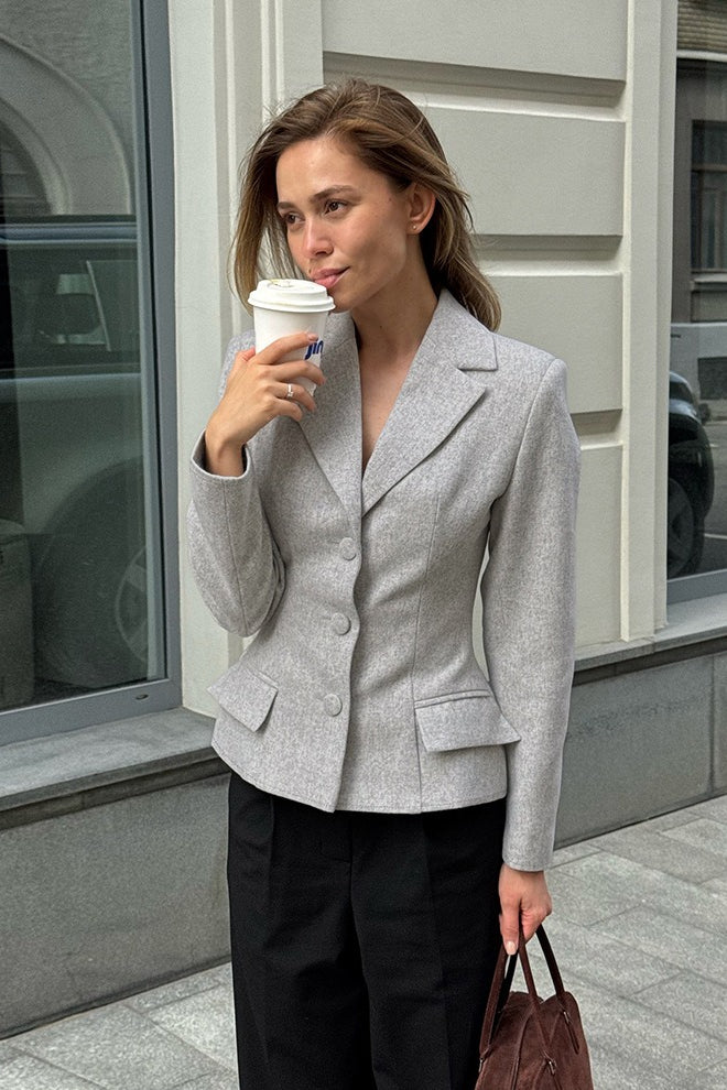 Vintage Slim Fit Gray Blazer