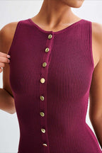 Knit Sleeveless Button Midi Dress