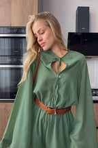 Vintage Lace Up Sleeve Ruffle Mini Dress