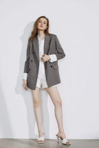 Herringbone Grey Oversized Blazer