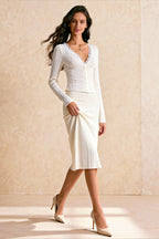 Elegant Lace VNeck Slim Fitted Long Sleeve Tee
