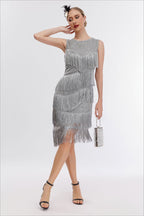 Vintage Beaded Fringe Party Dress