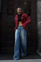 Washed Low Waist Straight Leg Jeans