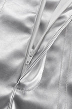Metallic PU Leather Bodycon Mini Skirt