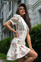 Puff Sleeve Ruffle Mini Floral Dress