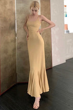 Sexy Spaghetti Strap Backless Formal Dress