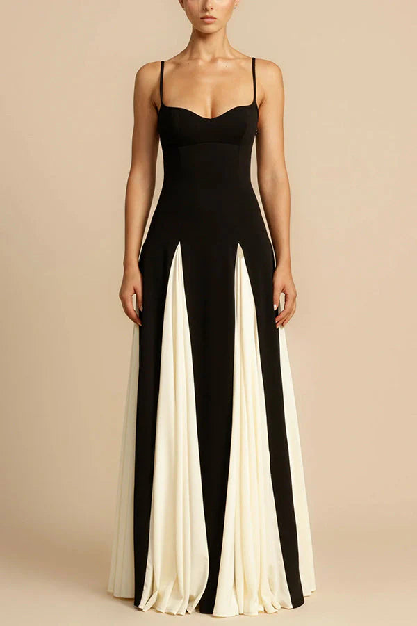 Eternal elegant stitching black and white tulle wavy dress