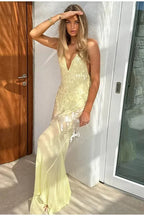 Sexy Sequins Backless Maxi Dress